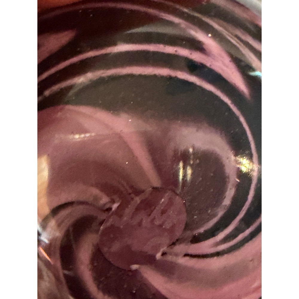 Signed Artist Handmade Art Glass Marble Pink Purple Black Swirl Dated 2003 1.73" - Picture 13 of 14